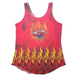 2006 Harley-Davidson Womens Tank Top T Shirt Red Flames Heart XL